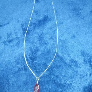 925 SterlingSilver carnelian crystal point necklace